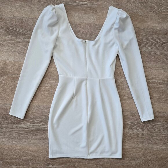 Lulus Treasure Forever White Long Sleeve Bodycon Mini Dress with V Neck Size XS - Picture 6 of 17
